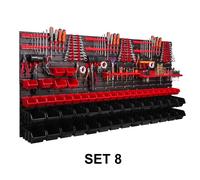 Panneau d'outils mural 172x78 cm avec 56 pcs. Boîtes de suspension avec jeu de supports en plastique