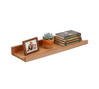 Étagère Murale Relaxdays, H x L x P : 5 x 40 x 15 cm, en Noyer, étagère Flottante pour Cadres & déco, Naturel