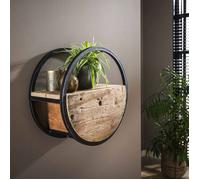 Etagère murale ronde 50x25x50 cm en bois brut et métal - ROUND
