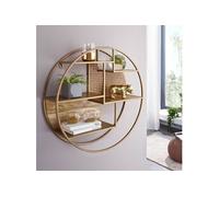 Etagère murale ronde 62x17x62 cm en rotin et manguier naturel