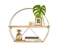 Étagère murale ronde en bois et or métal supports métalliques Cube étagères flottantes étagère murale suspendue étagère pour salle de bain support de stockage décorations murales