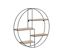 Etagère murale ronde LILY 4 niveaux bois et métal design industriel