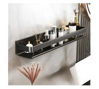 Étagère Murale Salle de Bain 50x10x6cm - Acier Inoxydable 304 Noir - Sans Perçage - Rangement Lavabo