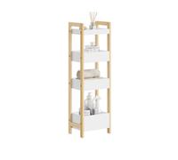 SoBuy Étagère rangement 4 niveaux blanc bambou 28x20x90 cm FRG226-H-WN