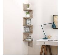 Étagère murale style minimaliste décorative suspendue d'angle - ERROLVES - Bois clair - 20*20*120 CM
