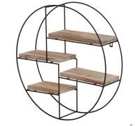 etagere murale suspendue 4 niveaux en metal et bois naturel design industriel forme ronde 45 x 45 x 11 cm 04_0008663