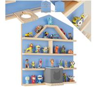 tectake® Etagere Murale Magnétique pour 50 Figurines à Histoire & Boîte à Histoire, Étagère Bois Bibliotheque, Support Figurine Rangement Chambre Enfant Décoration Murale Accessoires Chambre Enfant