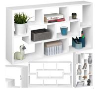 Étagère murale - TECTAKE - Étagère murale CASSANDRA en bois MDF au style rétro avec 8 compartiments, 85 x 48 x 16 cm - Blanc