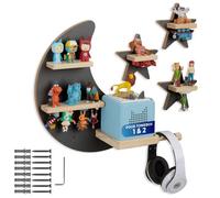 Étagère murale - TECTAKE - Étagère murale décorative MYLITTLESTORY STAR pour 25 figurines magnétique - Gris anthracite