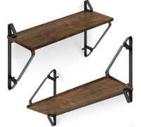 Étagère murale - TECTAKE - Lot de 2 étagères suspendues IRVINE en panneau aggloméré, 60 x 20 x 33,5 cm - Bois foncé