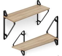 Étagère murale - TECTAKE - Lot de 2 étagères suspendues IRVINE en panneau aggloméré, 60 x 20 x 33,5 cm - Bois clair/Chêne sonoma