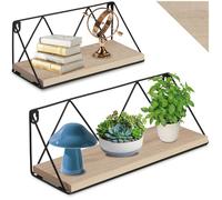Étagère murale - TECTAKE - Lot de 2 étagères suspendues ROCKPORT bois et acier style industriel, 2 tailles - Bois clair/Chêne sonoma