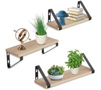 Étagère murale - TECTAKE - Lot de 3 étagères suspendues COWELL en panneau aggloméré, 3 différentes tailles - Bois clair/Chêne sonoma