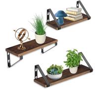 Étagère murale - TECTAKE - Lot de 3 étagères suspendues COWELL en panneau aggloméré, 3 différentes tailles - Bois foncé