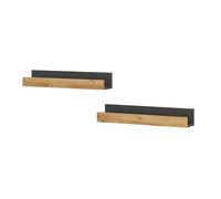 Vicco Étagère Murale Tomy, Anthracite/chêne doré, 60x10cm | Lot de 2, adapté au montage mural pour livres et objets de décoration
