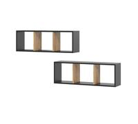 Étagère murale Tomy 90x30cm Lot de 2 Anthracite/Chêne de force doré Vicco 54670