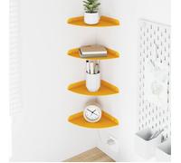 Étagère murale - VIDAXL - Lot de 4 - Jaune moutarde - Rond 18 x 18 x 2 cm - Acier mat