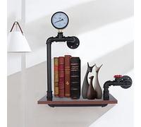 Étagère murale, vintage et flottante, en métal, avec construction tubulaire, aspect rouille, décoration industrielle, stable pour salon, bar, couloir