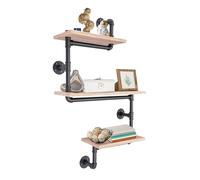 Étagère murale vintage industrielle en bois à 3 niveaux | Étagère flottante rétro - Étagère tubulaire multifonction - Pour chambre à coucher, salon, cuisine, couloir, hôtel, bar