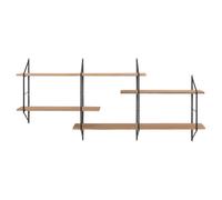 Etagère murale XL modulable en bois clair et métal noir L191 cm BRIDGE