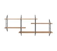 Etagère murale XL modulable en bois clair et métal noir L191 cm BRIDGE