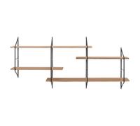 Etagère murale XL modulable en bois clair et métal noir L191 cm BRIDGE