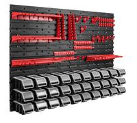 Étagère murale XXL porte-outil boîtes avec couvercles rouge noir