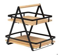 Paris Prix – Étagère de cuisine Ordera 2 niveaux en bambou 30 cm Naturel & Noir