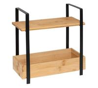 Paris Prix - Étagère 2 niveaux Ordera - Bambou 30 cm avec bac - Naturel & Noir Beige