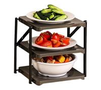 Étagère organisatrice de comptoir Support rangement moderne pliable 3 | Station étagère préparation repas comptoir Pour assiettes plateaux tasses mugs épices maison garde-manger Café léger