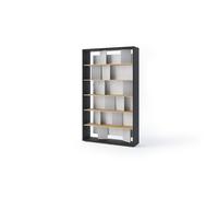 Étagère ou bibliothèque murale graphite, bois et grise - VALKA