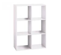 Etagère - PEGANE - 6 cases - Blanc - Bois - 67x32x100 cm