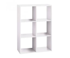 Etagère - PEGANE - 6 cases - Blanc - Bois - 67x32x100 cm