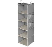 Étagère penderie suspendue 5 niveaux, pliable renfort intérieur tissu rangement gris Label