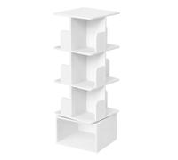 Étagère pivotante à 360°, Meuble de Rangement à 4 Niveaux, Bibliothèque Ouverte pour Salon, Chambre, Bureau, Blanc