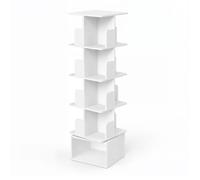 Étagère pivotante à 360°, Meuble de Rangement à 5 Niveaux, Bibliothèque Ouverte pour Salon, Chambre, Bureau, Blanc