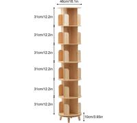 Étagère pivotante - Étagère sur pied - 6 niveaux - 4 compartiments par niveau - Grande capacité - Peu encombrante - Couleur bois