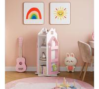 Étagère pivotante pour enfants « Vipsali » en forme de maison 108 x 40 x 40 cm Rose / Blanc