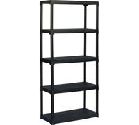 Étagère Plastique TOOD, 5 Tablettes, 176x90x40 cm, 30 kg par tablette, Polypropylène Noir