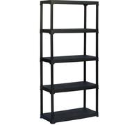 Tood - Etagère en plastique polypropylène noir avec 5 tablettes - Dimensions 90x40x176 cm (HxLxP) - Capacité 30 kg par tablette