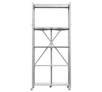 Étagère pliable à 5 niveaux avec roulettes SucceBuy, 36 x 81 x 183 cm, étagère pliable pour charges lourdes, étagère sur pied sans montage, étagère métallique polyvalente pour garage, cuisine et cave,