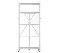 Étagère pliable à 5 niveaux avec roulettes SucceBuy, 38 x 71 x 163 cm, étagère pliable pour charges lourdes, étagère sur pied sans montage, étagère métallique polyvalente pour garage, cuisine et cave,