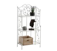 Etagère pliable en fer Reus avec 3 espaces de rangement , Blanc antique