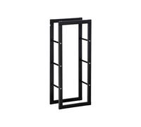 Range bûches - HOMCOM - étagère porte bois cheminée intérieur extérieur 100 kg max - métal - 40x25x100cm - noir