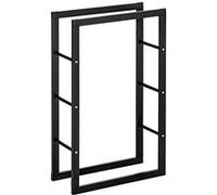 HomCom Range-bûches Étagère porte-bois design contemporain métal 60x25x100 cm noir 100 kg