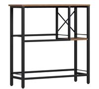 Étagère pour caisses de boissons avec plateau de rangement - Étagère autoportante pour 6 caisses - Acier inoxydable - Modèle à poser au sol - Non pliante - Couleur marron et noir