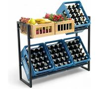 Étagère pour caisses de boissons, capacité de 6 caisses, avec crochets en métal, 100 cm. Référence : 96598. Étagère pour boissons, étagère pour caisses, support pour caisses de boissons