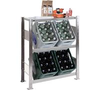 Étagère pour caisses de boissons, capacité pour 4 caisses, dimensions 100 x 81 x 33,6 cm, galvanisée, 2 niveaux + 1 étagère, capacité de charge de 150 kg par niveau/étagère, qualité industrielle, fabr