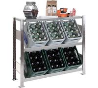 Étagère pour caisses de boissons, capacité pour 6 caisses, dimensions 100 x 106 x 33,6 cm, galvanisée, 2 niveaux + plateau, capacité de charge réelle de 450 kg, qualité industrielle, fabriquée en Alle