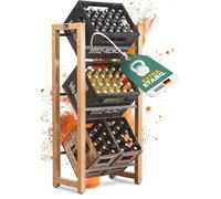 Étagère pour caisses de boissons | Racks pour caisses de boissons | Étagère polyvalente pour caisses de boissons | Fabriquée en bambou et en acier inoxydable | Support pour caisses de boissons, idéal 
